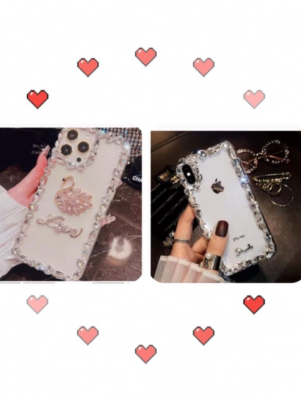 2 items.iPhone iphone12/12pro Luxury Bling rhinestones case, cute case